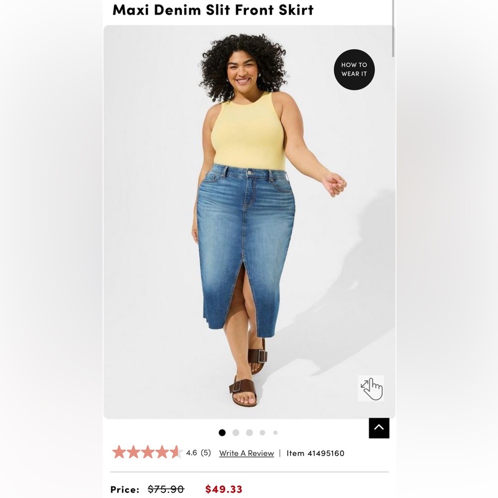 Torrid Maxi Denim Slit Front Skirt 12